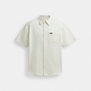 Coach Short Sleeve Denim Shirt In Organic Cotton Weiß | COH866935