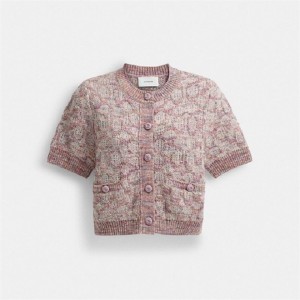 Coach Short Sleeve Knit Top Rosa Mehrfarbig | COH866004