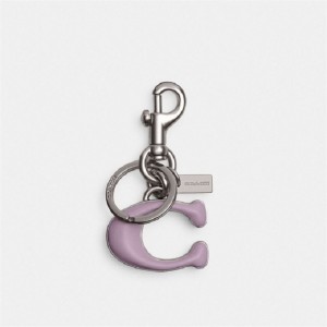 Coach Signature Bag Charm Silber Lila | COH866440