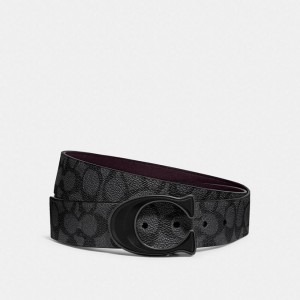 Coach Signature Buckle Cut To Size Reversible Belt, 38 Mm Grau Bordeaux | COH866992