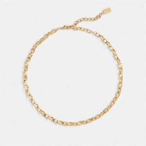 Coach Signature Chain Link Choker Necklace Gold | COH866142