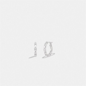 Coach Signature Chain Small Hoop Earrings Silber | COH866091