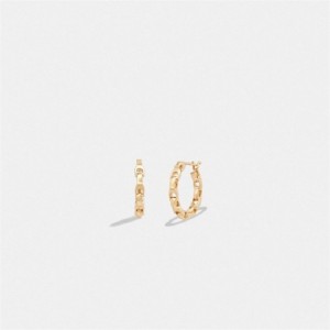Coach Signature Chain Small Hoop Earrings Gold | COH866191
