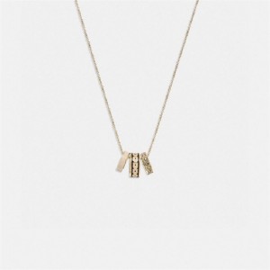 Coach Signature Enamel Necklace Gold Schwarz | COH866179