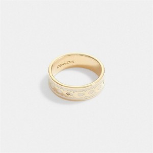 Coach Signature Enamel Ring Gold | COH866164