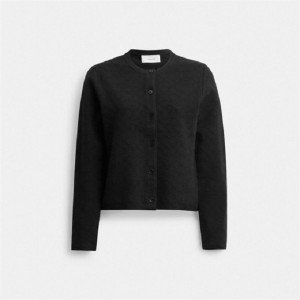 Coach Signature Knit Cropped Cardigan Schwarz | COH865958