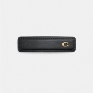 Coach Signature Leather Barrette Schwarz | COH866171