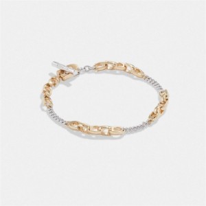 Coach Signature Mixed Chain Bracelet Gold Silber | COH866140