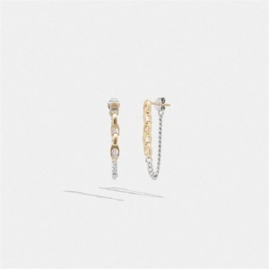 Coach Signature Mixed Chain Drop Earrings Gold Silber | COH866175