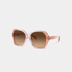 Coach Signature Ombré Geometric Square Sunglasses Braun | COH866380