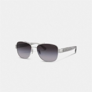 Coach Signature Ombré Narrow Pilot Sunglasses Grau | COH866346