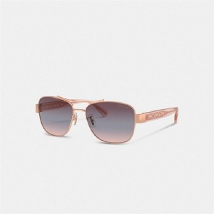 Coach Signature Ombré Narrow Pilot Sunglasses Lila | COH866378