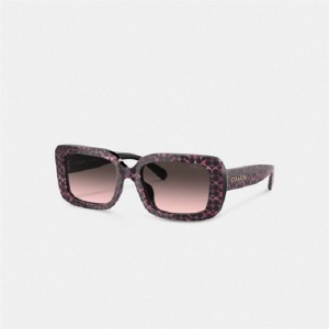 Coach Signature Oversized Rectangle Sunglasses Schwarz Rosa | COH866333