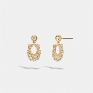 Coach Signature Pavé Earrings Gold | COH866095