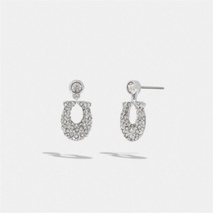 Coach Signature Pavé Earrings Silber | COH866077