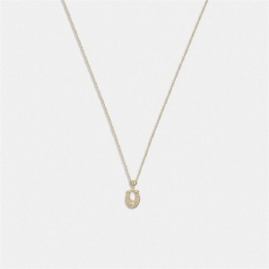Coach Signature Pavé Necklace Gold | COH866176