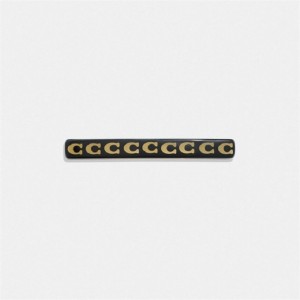 Coach Signature Resin Thin Hair Barrette Gold Schwarz | COH866097