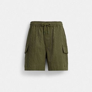 Coach Signature Shorts In Organic Cotton Grün | COH866954