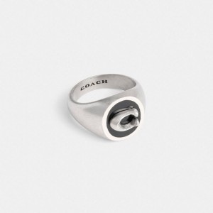 Coach Signature Signet Ring Silber | COH867007