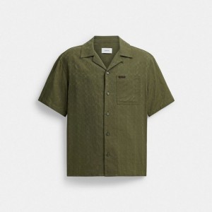Coach Signature Woven Shirt In Organic Cotton Grün | COH866909