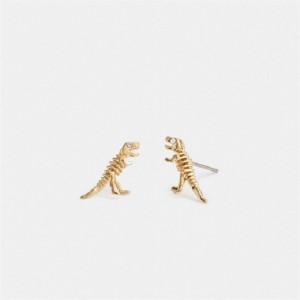 Coach Skeletal Rexy Stud Earrings Gold | COH866135