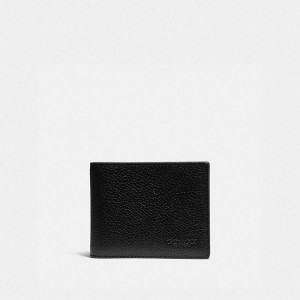 Coach Slim Billfold Wallet With Signature Canvas Detail Schwarz Khaki | COH866711