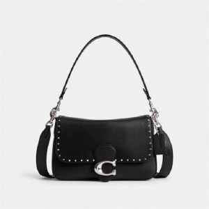 Coach Soft Tabby Shoulder Bag With Rivets Silber Schwarz | COH864954
