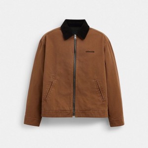 Coach Solid Lightweight Jacket In Regenerative Cotton Braun | COH866878
