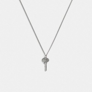 Coach Sterling Silver Key Pendant Necklace Silber | COH867010