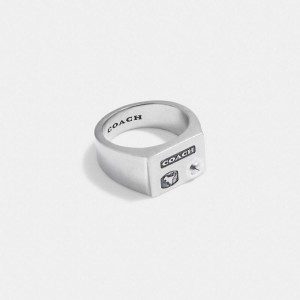 Coach Sterling Silver Signet Ring Silber | COH867009
