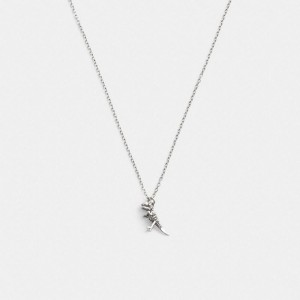 Coach Sterling Silver Skeletal Rexy Pendant Necklace Silber | COH867016