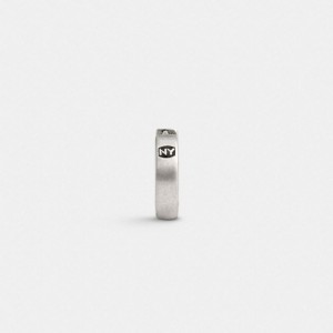 Coach Sterling Silver Stamped Signature Huggie Earring Silber | COH867017
