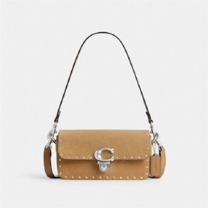Coach Studio Baguette Bag With Rivets Silber | COH864874
