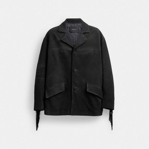 Coach Suede Fringe Jacket Schwarz | COH866875