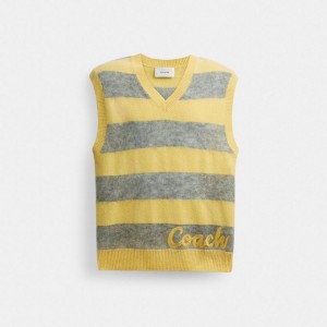 Coach Sweater Vest Gelb Mehrfarbig | COH866887