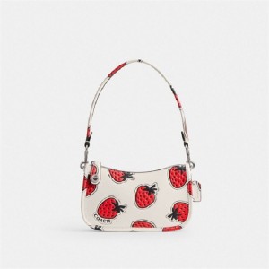 Coach Swinger Bag 20 With Strawberry Print Silber Mehrfarbig | COH864933