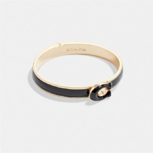 Coach Tabby Enamel Hinged Bangle Gold Schwarz | COH866110