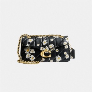Coach Tabby Shoulder Bag 26 With Quilting And Floral Print Schwarz Mehrfarbig | COH864920