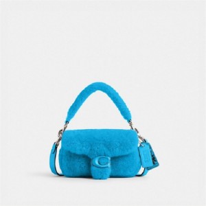 Coach The Lil Nas X Drop Tabby Shoulder Bag 18 In Shearling Silber Blau | COH864804