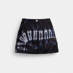 Coach Tie Dye Painter Skirt In Organic Cotton Blau Mehrfarbig | COH866044