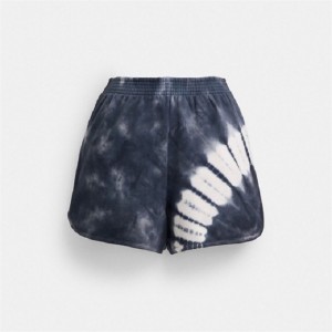 Coach Tie Dye Retro Shorts In Organic Cotton Navy Mehrfarbig | COH866043