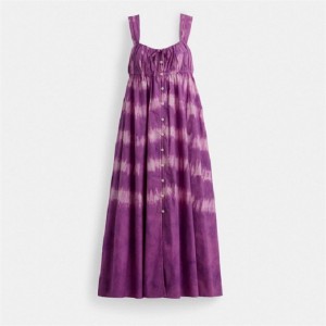Coach Tie Dye Sleeveless Dress In Organic Cotton Lila | COH866069