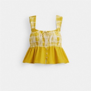 Coach Tie Dye Tank Top In Organic Cotton Gelb Mehrfarbig | COH866013