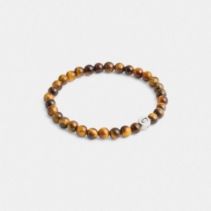Coach Tiger’s Eye Beaded Bracelet Silber Braun | COH867031