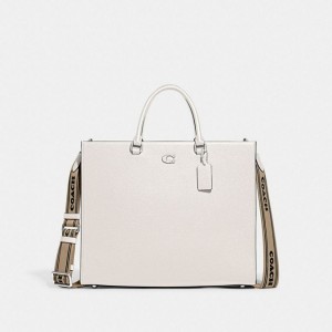 Coach Tote Bag 40 With Signature Canvas Weiß | COH866526
