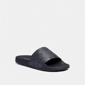 Coach Udele Sport Slide In Signature Canvas Grau Schwarz | COH865890