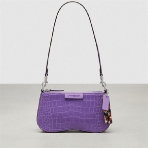 Coach Wavy Baguette Bag In Croc Embossed Coachtopia Leather Lila | COH864807