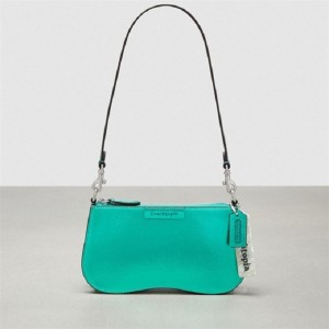 Coach Wavy Baguette Bag In Metallic Coachtopia Leather Grün Metal | COH864908