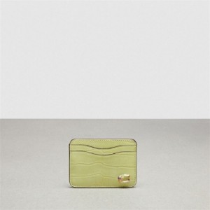 Coach Wavy Card Case In Croc Embossed Coachtopia Leather Hellgrün | COH865563