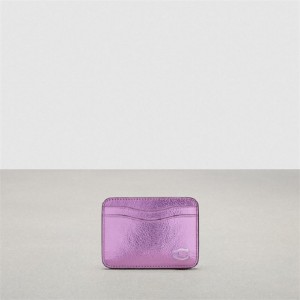 Coach Wavy Card Case In Metallic Coachtopia Leather Rosa Metal | COH865599